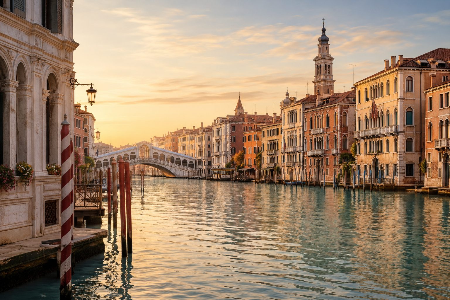 The Grand Canal in Venice at golden hour